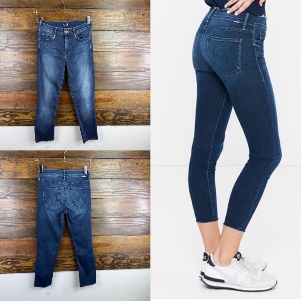 MOTHER mother double fray charmer crop wash photo finish ankle Jeans size 24
